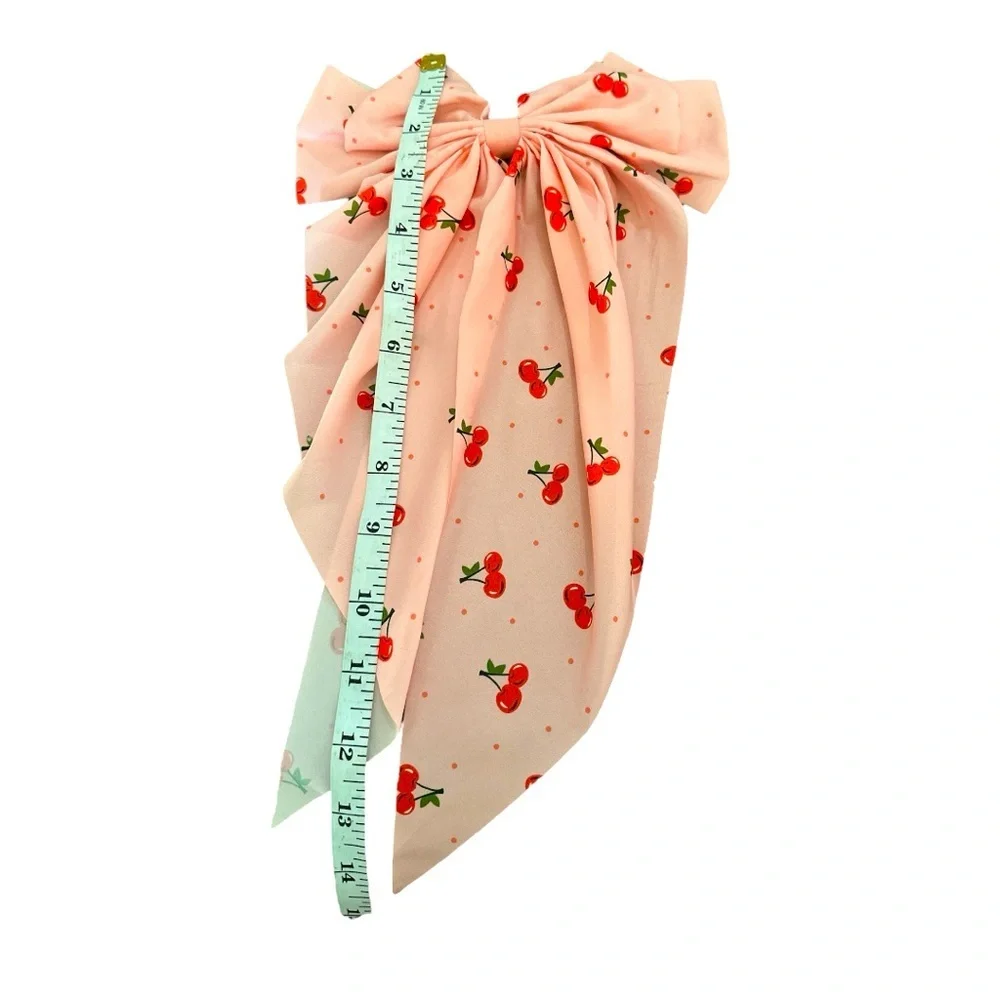 Cherry Print Oversized Bow Headband Hair Clip